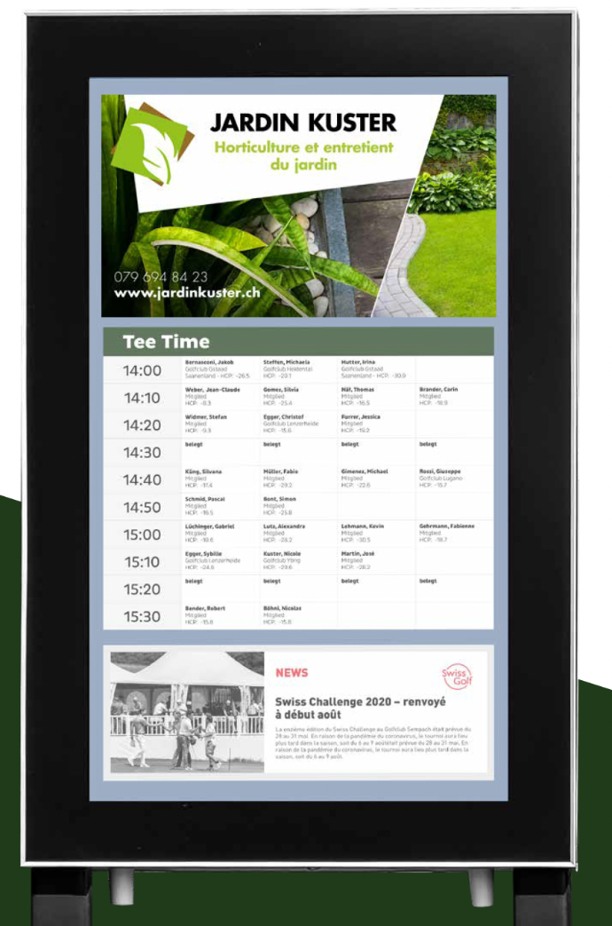 Régie publicitaire sur écrans Golf de Payerne